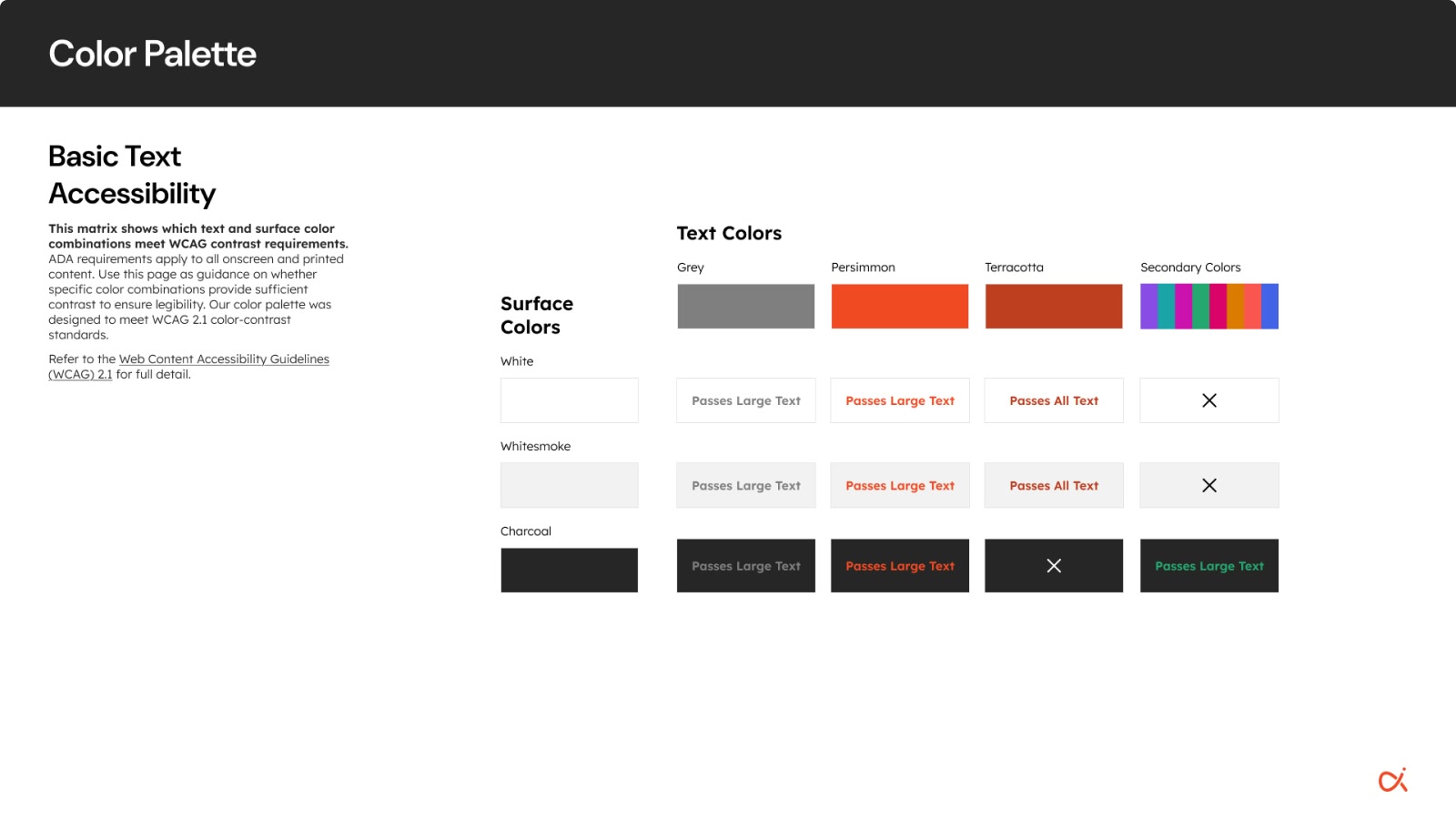Brand guide color palette page