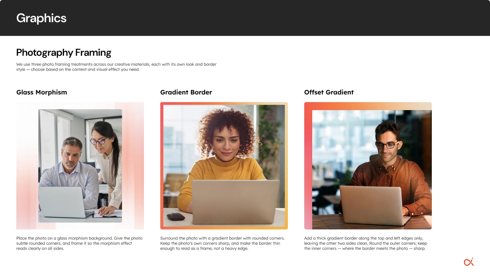 Brand guide photography page